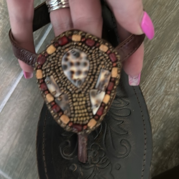 Nine West unique wooden sandals size 7 - Picture 9 of 10